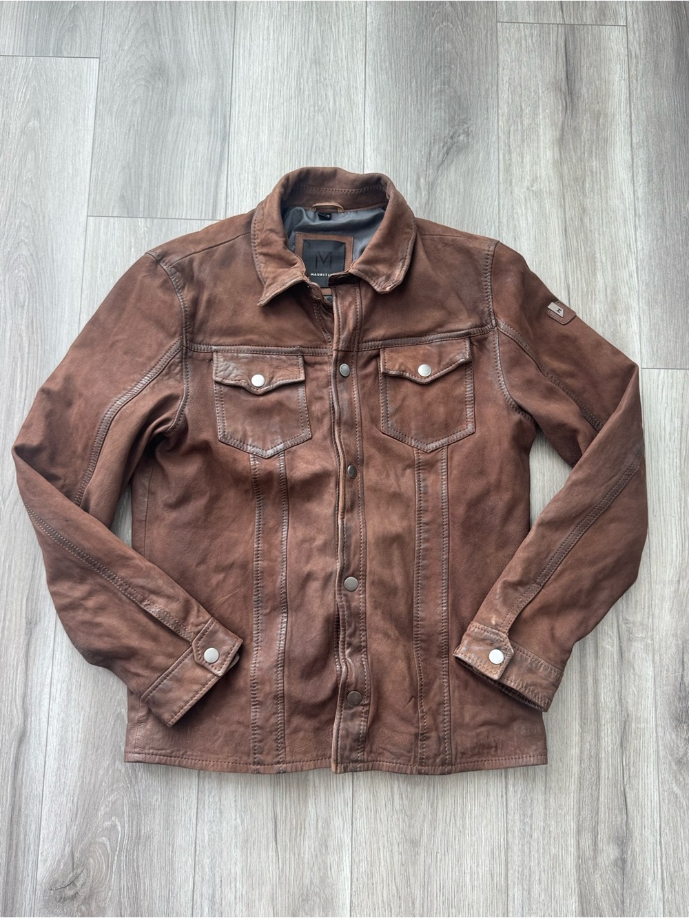 Mauritius Men's Wax Suede Leather Button-Up Jacket